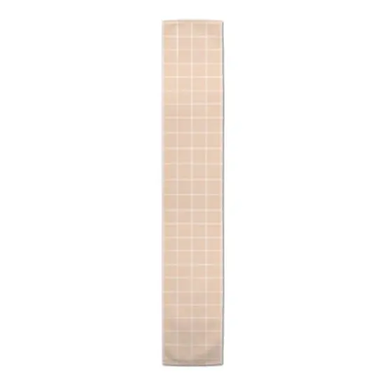 90'' Peach Grid Cotton Twill Table Runner {1}
