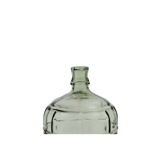 Hello Honey&reg; 11" Transparent Green Vintage Embossed Windowpane Glass Bottle {6}