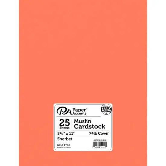 PA Paper™ Accents Muslin 8.5" x 11" 73lb. Cardstock, 25 Sheets Sherbet {1}