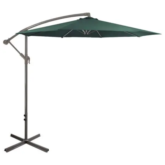 10ft. Offset Outdoor Patio Umbrella with Hand Crank Hunter Green {1}