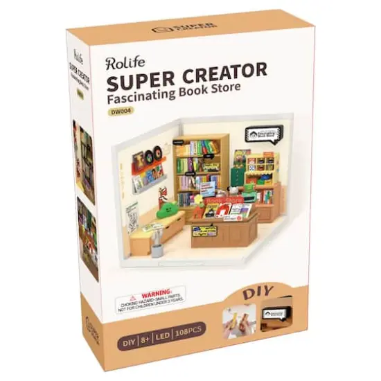 Rolife&reg; Super Creator Fascinating Book Store DIY Miniature Kit {7}
