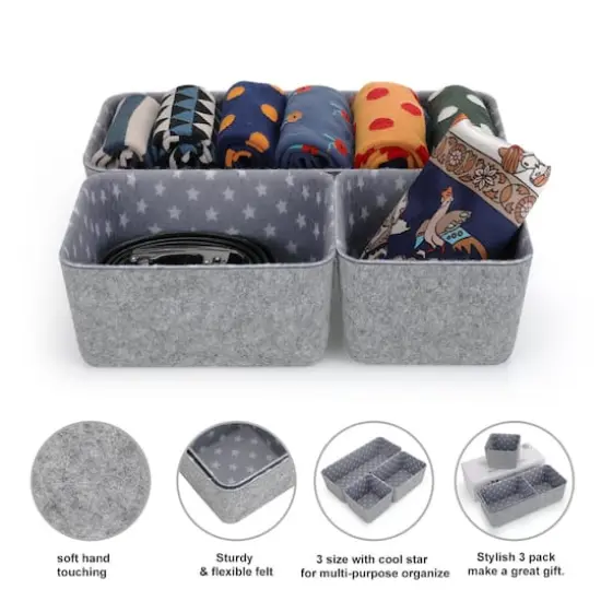 Welaxy Felt 3 Piece Stars Storage Bin Set {3}