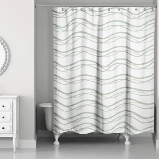 Delicate Squiggles Shower Curtain Sage {3}