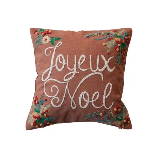 Hello Honey&reg; 20" Joyeux Noel Embroidered Cotton Pillow {1}