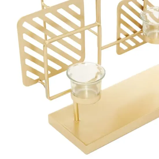Gold Metal Contemporary Candelabra, 16" x 18" x 5" {5}