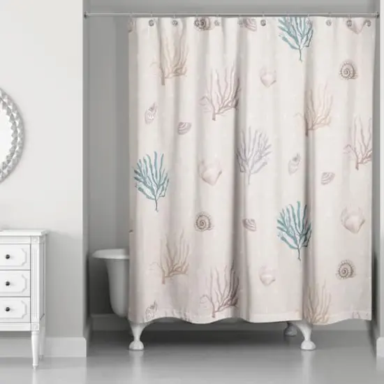 Multi Shell Coral Shower Curtain Coral/White/Blush {1}