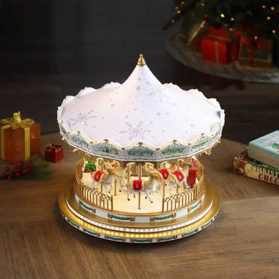 Mr. Christmas 17" White Animated Deluxe Crystal Carousel {5}