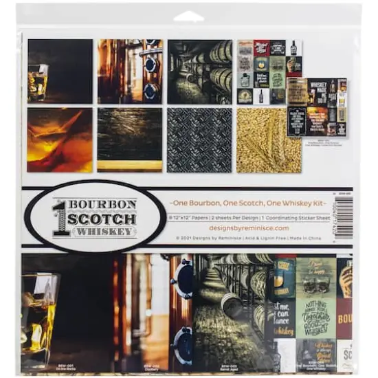 Reminisce One Bourbon, One Scotch, One Whiskey Collection Kit, 12" x 12" {1}