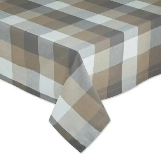 DII&reg; 84" Tri Color Check Tablecloth Stone {4}