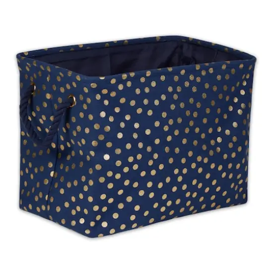 Medium Polyester Rectangle Bin With Gold Dots Nautical {1}