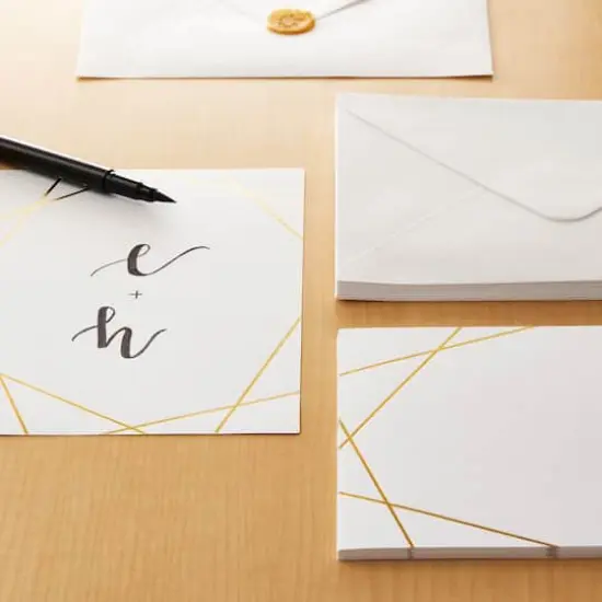 White & Gold Foil Flat Cards & Envelopes by Recollections&trade;, 5" x 7" {3}