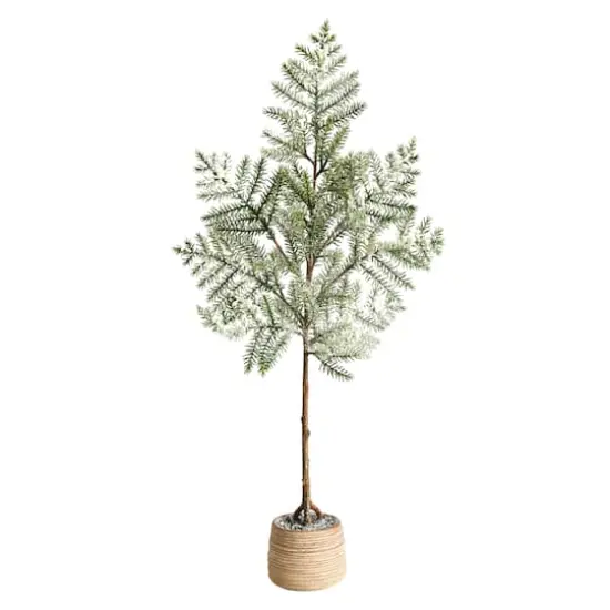 3ft. Unlit Frosted Pine Artificial Christmas Tree in Decorative Planter {1}