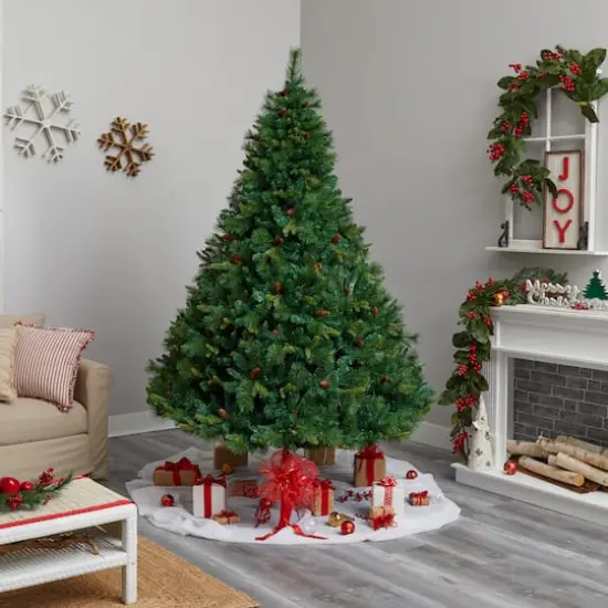8ft. Pre-Lit West Virginia Mixed Pine Artificial Christmas Tree with Pinecones, Clear LED Lights {11}