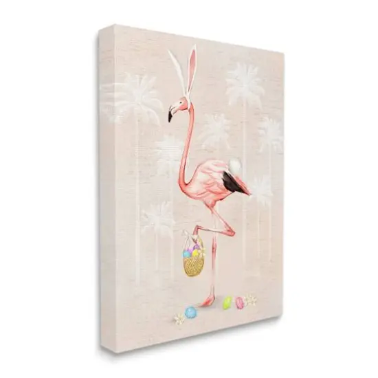 Stupell Industries Easter Flamingo Pink Bird Egg Hunt Basket Canvas Wall Art {4}