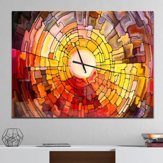 Designart 'Return Of Stained Glass Modern Rectangular Wall Clock {3}
