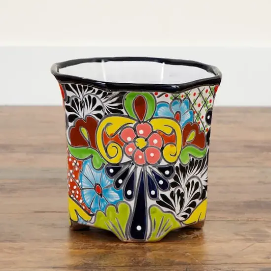 10" Handmade Mexican Talavera Ceramic Planter {5}