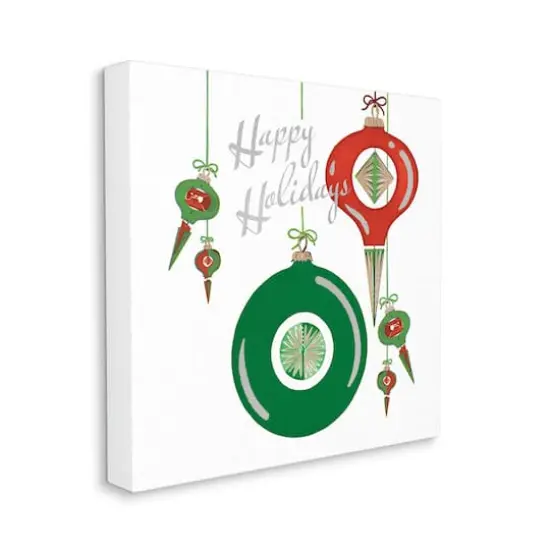 Stupell Industries Seasonal Happy Holidays Ornaments Canvas Wall Art {4}