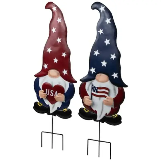 27.5" USA Patriotic Gnome Garden Stake Set {4}