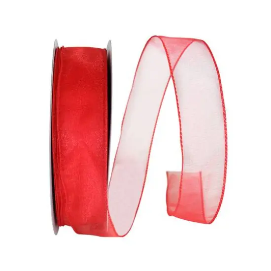 JAM Paper 1.5" x 50yd. Sheer Wired Ribbon Watermelon {1}