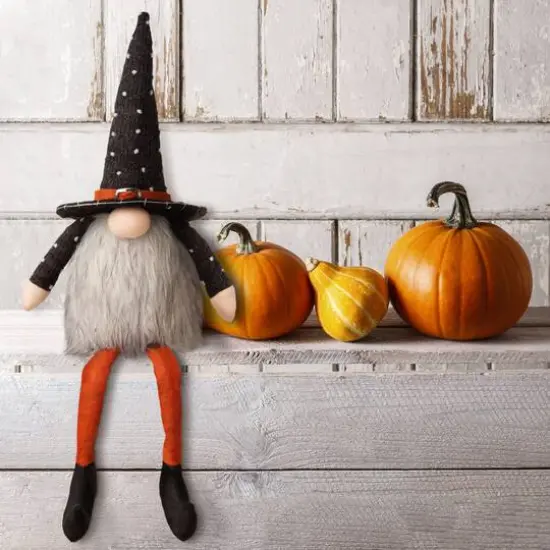 Glitzhome&reg; 20" Halloween Fabric Gnome Sitter D&eacute;cor {3}