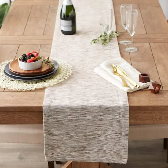 DII&reg; 108" Tonal Recycled Cotton Slubby Rib Table Runner Leather Brown {5}