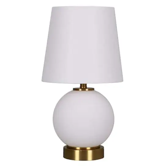 14" Gold & White Glass Table Lamp with White Fabric Shade by Ashland&reg; {1}