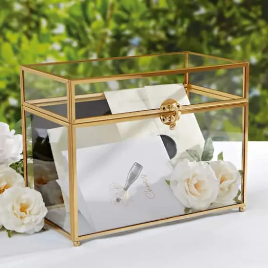 Gold Metal & Glass Card Box by Celebrate It&trade; {3}