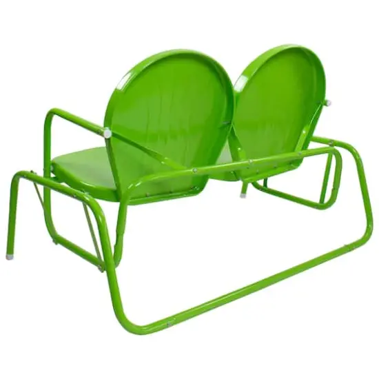 2-Person Outdoor Retro Metal Tulip Double Glider Patio Chair Lime Green {6}