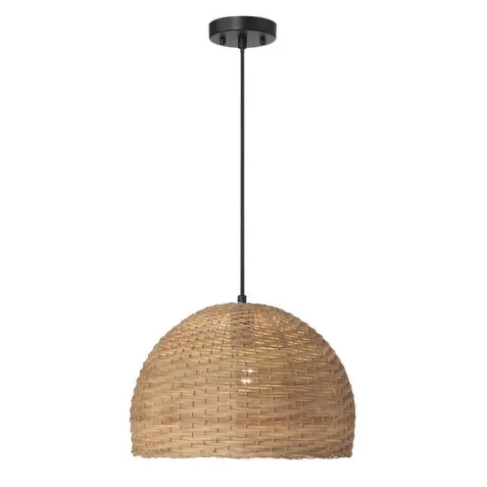Hello Honey® Calypso Stained Natural Metal & Handwoven Wicker Dome Ceiling Light {6}