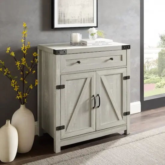 Walker Edison Stone Gray Farmhouse Barn Door Accent Cabinet {4}