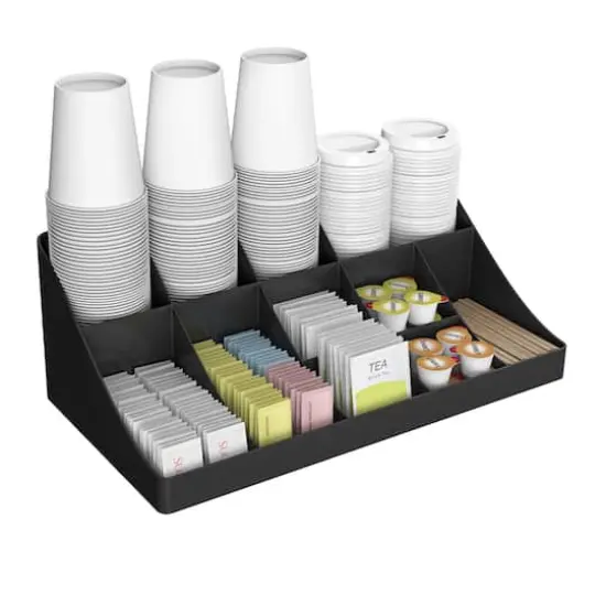 Mind Reader Black 11 Compartment Breakroom Coffee Condiment Organizer {1}