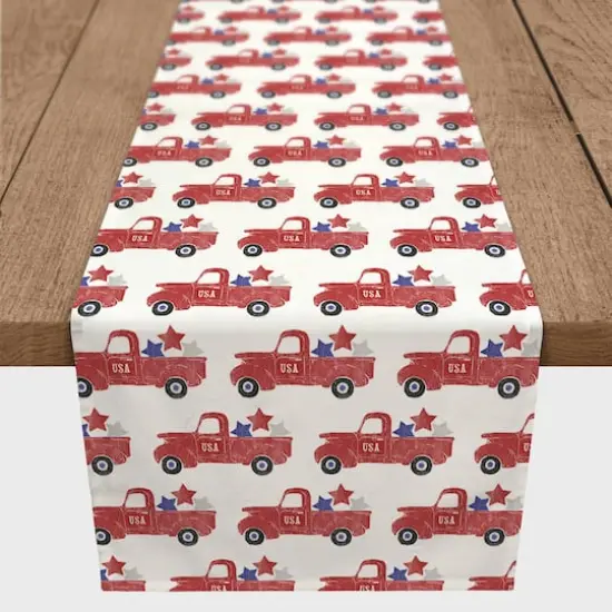 90" Patriotic Truck Pattern Cotton Twill Runner {3}