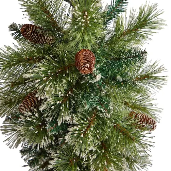 5ft. Pre-Lit LED Holiday Decorated Lamp Post With Faux Greenery In Decorative Container {6}