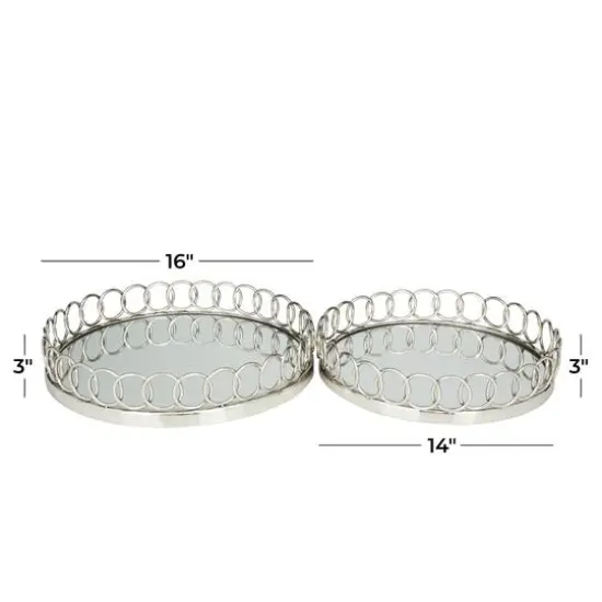 Silver Contemporary Tray, Set of 2" 16", 14" {6}