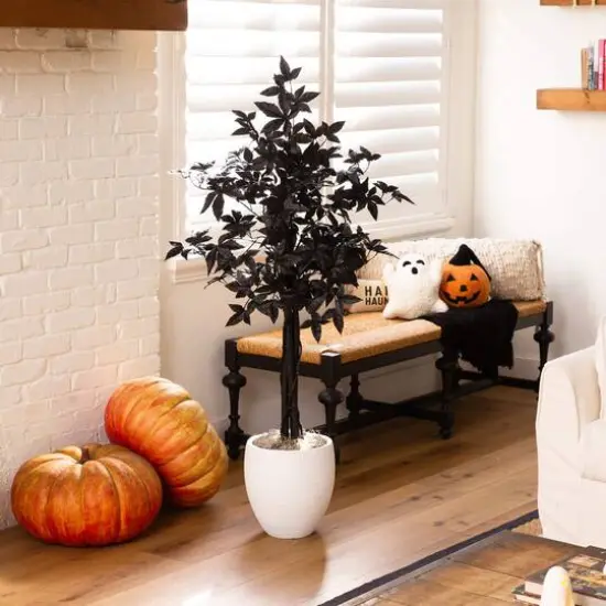 4ft. Artificial Halloween Black Maple Tree with Natural Trunk {8}