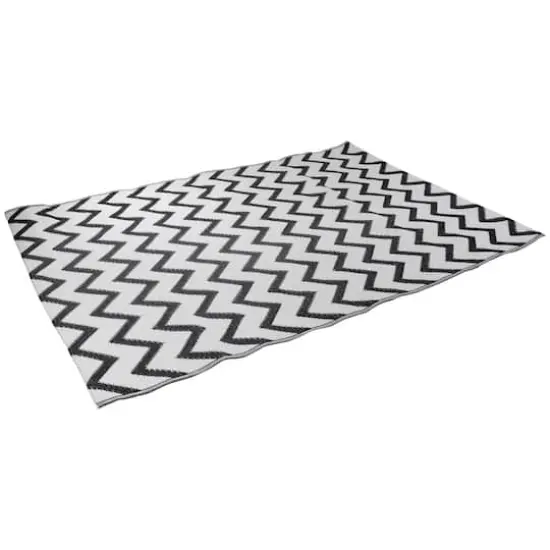 Black & White Chevron Rectangular Outdoor Area Rug, 4ft. x 6ft. {4}