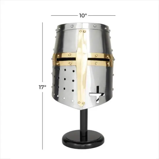 Silver Iron Vintage Helmet, 17" x 10" x 10" {8}