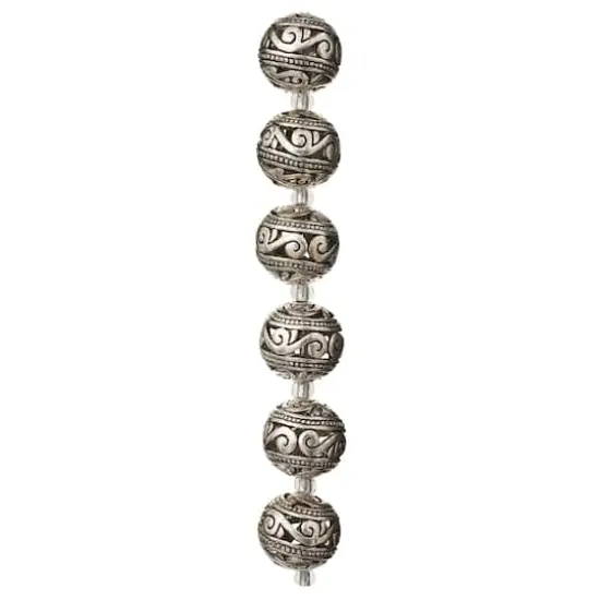 Silver-Plated Carved Filigree Beads, 14mm by Bead Landing&trade; {4}