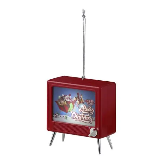 Red Plastic Musical LED TV Ornament {5}