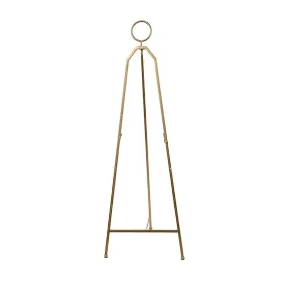 51.5" Gold Metal Adjustable Minimalistic Floor Easel with Circular Ring Top {3}