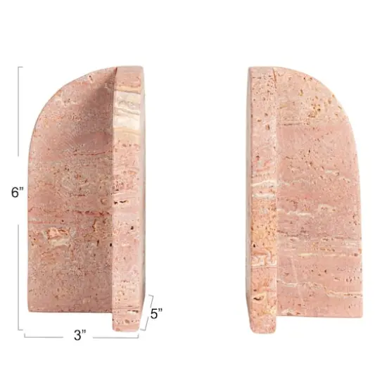 Hello Honey&reg; 6" Crimson Archways Travertine Bookend Set {5}