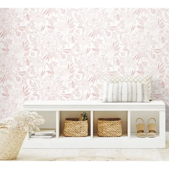 RoomMates Pink & White Floral Sketch Peel & Stick Wallpaper {4}