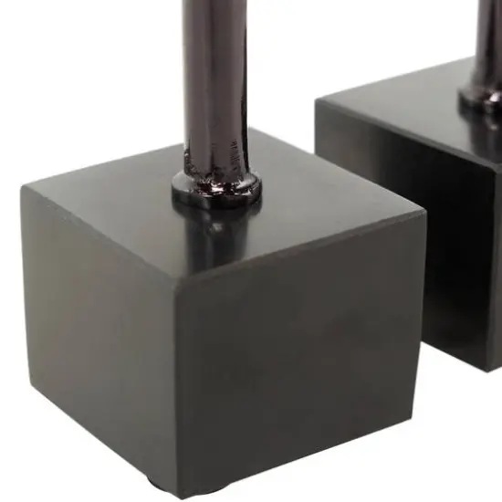 Black Aluminum Slim Candle Holder with Block Base Set {15}