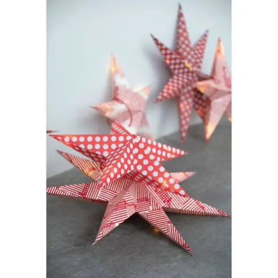 Hello Honey&reg; 24" Red LED Paper Star Ornaments Set {3}