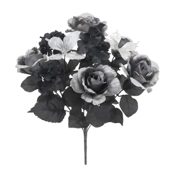 18.5" Black & Gray Rose & Silver Butterfly Bush by Ashland&reg; {1}