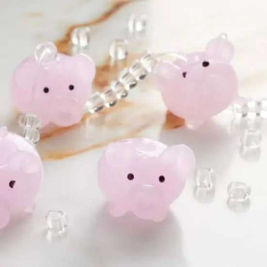Pink Pig Glass Lampwork Beads, 20mm by Bead Landing&trade; {3}