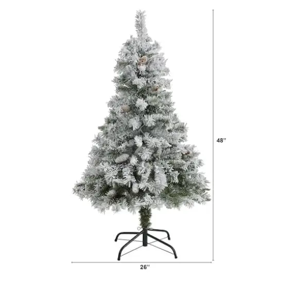 4ft. Unlit Flocked White River Mountain Pine & Pinecones Artificial Christmas Tree {3}