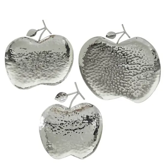 Silver Apple Stainless Steel Contemporary Tray Set {1}