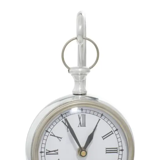 11" Silver Aluminum Coastal Clock {6}