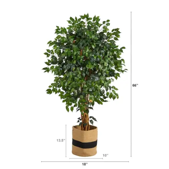 5.5ft. Palace Ficus Artificial Tree in Handmade Natural Cotton Planter {3}